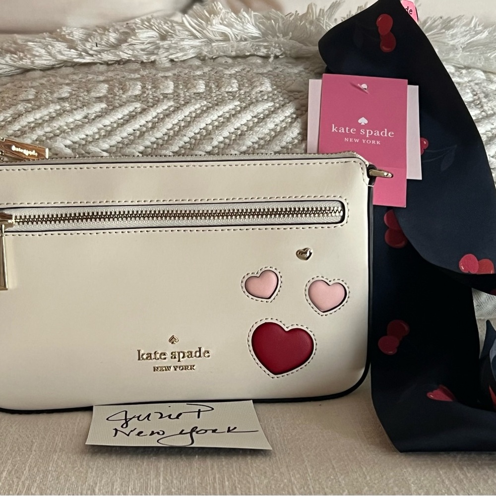 SOLD- NWT Kate Spade Bundle- ❤️ Wristlet and Cherry 🍒 Scarf . Both NEW W/ Tags.